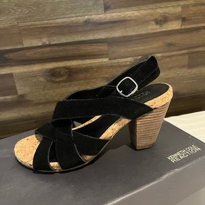 Kenneth Cole Reaction 3” thick heel black sandals